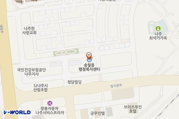 송월동 행정복지센터 위치 지도 — 전남광주통합특별시 나주시 송월4길 7