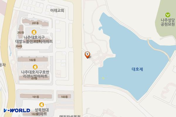 대호수변공원화장실 위치 지도 — 전남광주통합특별시 나주시 대호길 58