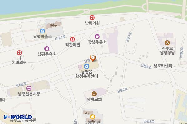 남평읍행정복지센터 위치 지도 — 전남광주통합특별시 나주시 남평읍 남평2로 42-7