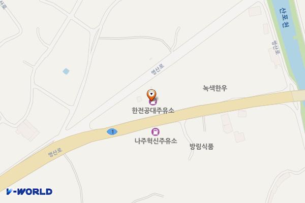 한전공대 주유소 위치 지도 — 전남광주통합특별시 나주시 산포면 영산로 6025