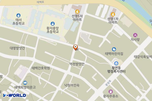 황지중앙초등학교옆 위치 지도 — 강원특별자치도 태백시 장수길 18