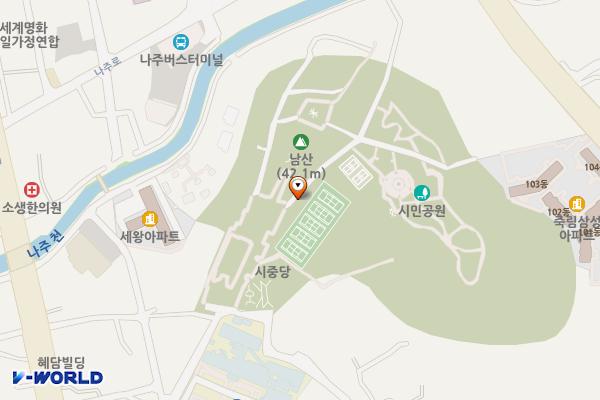 인덕정 위치 지도 — 전남광주통합특별시 나주시 남산길 23 (남내동, 전라남도 나주시생활체육회)