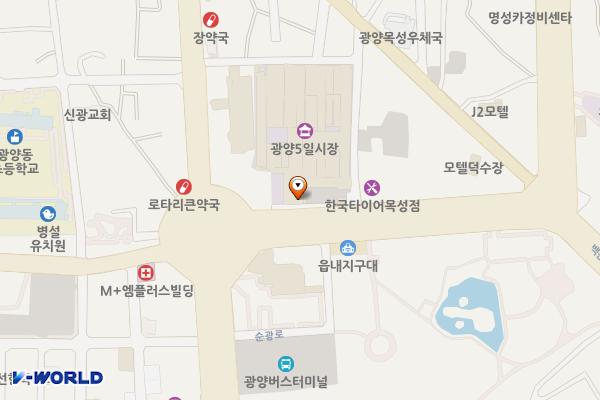 광양5일시장-사무동 위치 지도 — 전남광주통합특별시 광양시 광양읍 백운로 3