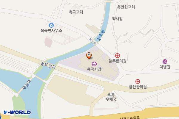 옥곡5일시장(정문) 위치 지도 — 전남광주통합특별시 광양시 옥곡면 큰골1길 2-26