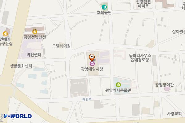 광양매일시장(1,2층) 위치 지도 — 전남광주통합특별시 광양시 광양읍 매일시장길 20