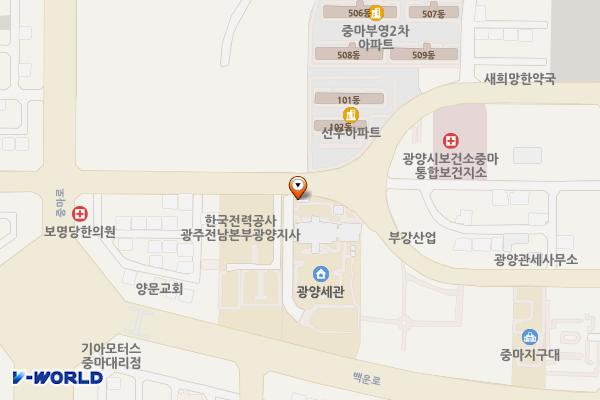 광양세관 본관 화장실 위치 지도 — 전남광주통합특별시 광양시 중동로 22, 광양세관 (중동)