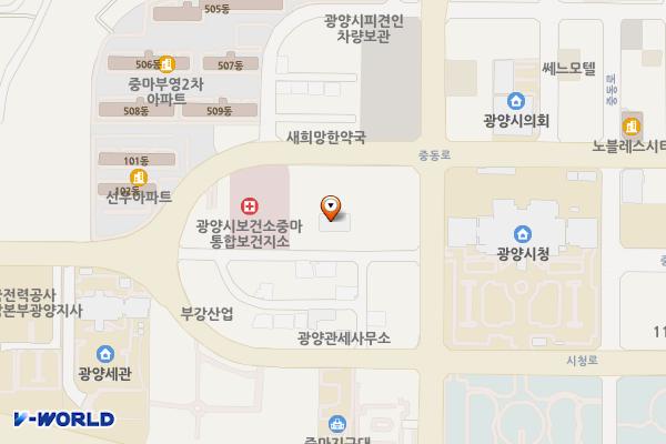 여수출입국외국인사무소광양출장소 위치 지도 — 전남광주통합특별시 광양시 중동2길 23 (중동)