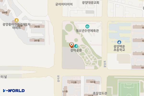 중마 청소년센터앞 위치 지도 — 전남광주통합특별시 광양시 중마로 134(중동)