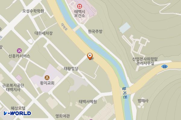 보건소앞우회도로(4공영) 위치 지도 — 강원특별자치도 태백시 태백로 922