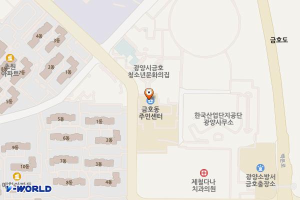 금호동사무소 위치 지도 — 전남광주통합특별시 광양시 희망길 50