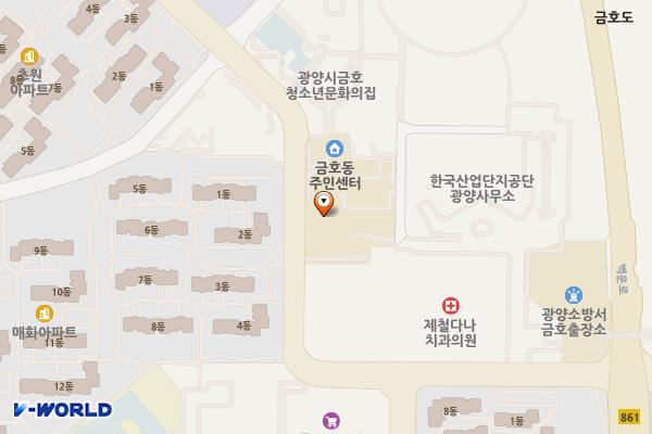 금호동주민자치센터 위치 지도 — 전남광주통합특별시 광양시 희망길 42