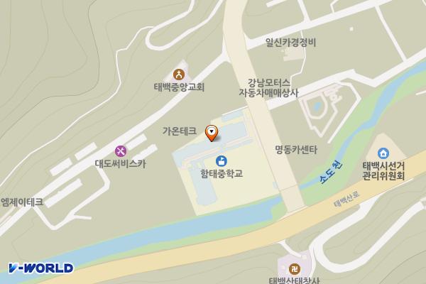 함태중학교앞 위치 지도 — 강원특별자치도 태백시 번영로 11