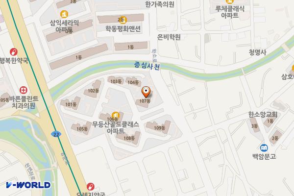 무등산골드클래스상가 위치 지도 — 전남광주통합특별시 동구 학소로 109 (소태동, 무등산골드클래스)
