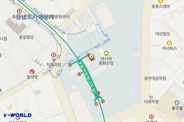 문화전당공중화장실(하늘마당) 위치 지도 — 전남광주통합특별시 동구 문화전당로 38, 아시아문화전당 (광산동)