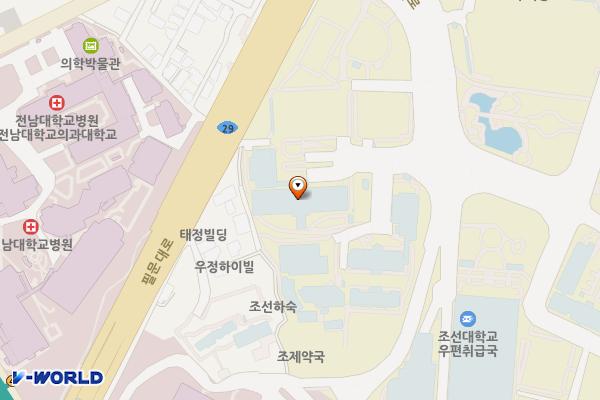 조선대학교공과대학(1호관) 위치 지도 — 전남광주통합특별시 동구 조선대1길 10, 공과대학 제1공학관 (서석동)