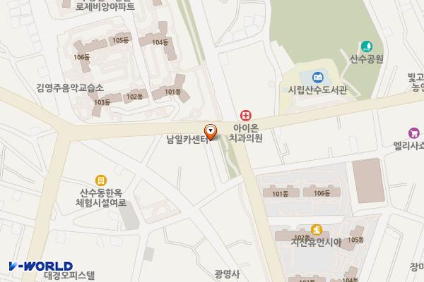산수문화마당 공중화장실 위치 지도 — 전남광주통합특별시 동구 동명로67번길 22-44 (산수동)
