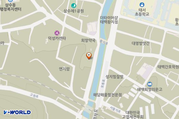 엄목교위 위치 지도 — 강원특별자치도 태백시 삼수길 25