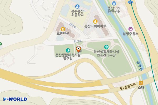 용산정구장 위치 지도 — 전남광주통합특별시 동구 화산로 318-12, 용산정구장 (용산동)