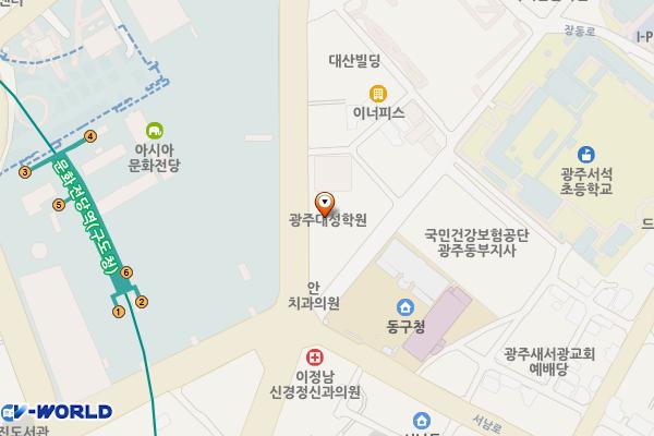 광주대성학원 위치 지도 — 전남광주통합특별시 동구 제봉로 92, 대성학원 (서석동)
