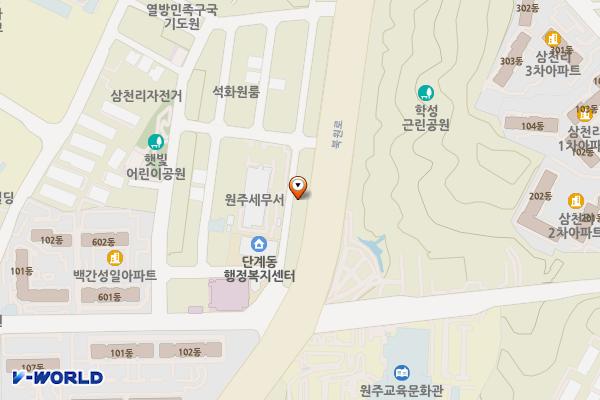 백간지구(원주세무서 앞) 공영주차장 위치 지도 — 강원특별자치도 원주시 단계동 1080