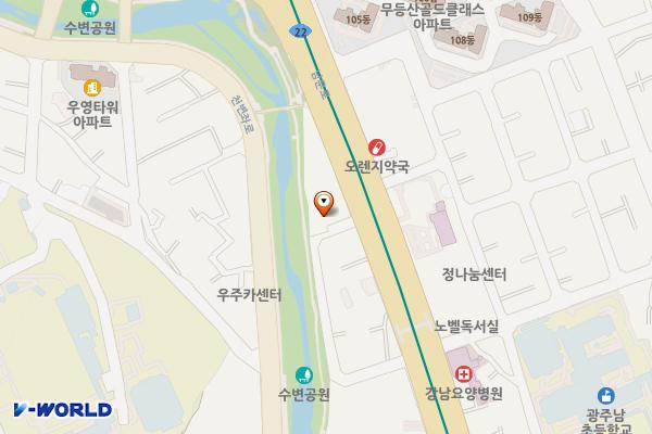 원지교화장실 위치 지도 — 전남광주통합특별시 동구 남문로621번길 19 (소태동)