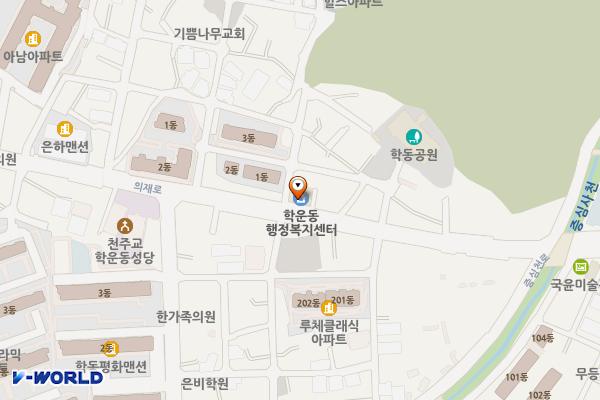 학운동행정복지센터 위치 지도 — 의재로 53 (학동)