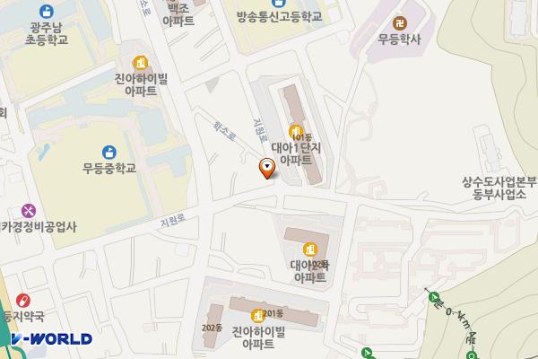 지원1동행정복지센터 위치 지도 — 전남광주통합특별시 동구 지원로 31-9, 지원1동 복합커뮤니티센터 (소태동)