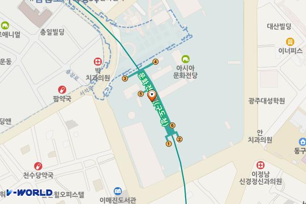 지하철역(문화전당) 위치 지도 — 전남광주통합특별시 동구 문화전당로26번길 지하7, 문화전당역 (광산동)