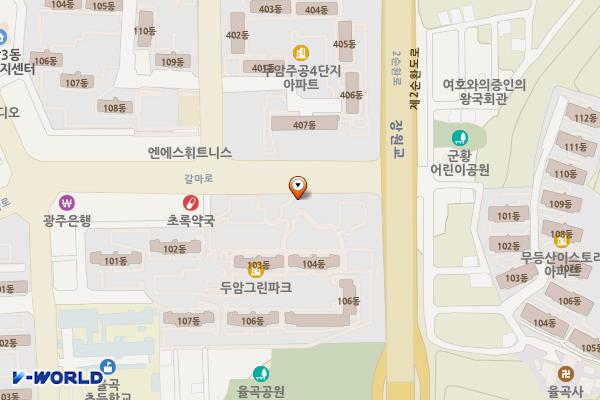 두암제2근린공원 공중화장실 위치 지도 — 전남광주통합특별시 동구 갈마로 68 (산수동)