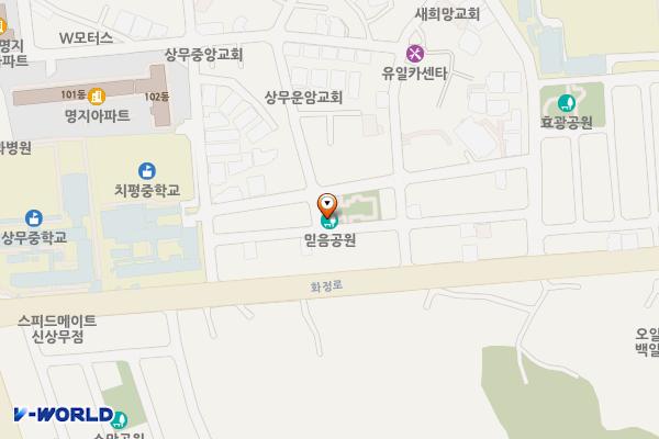 믿음 위치 지도 — 전남광주통합특별시 서구 화정로21번길 4-21 (쌍촌동)