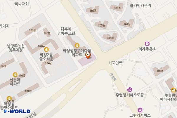 미래로21병원 위치 지도 — 전남광주통합특별시 서구 화운로 1(화정동)