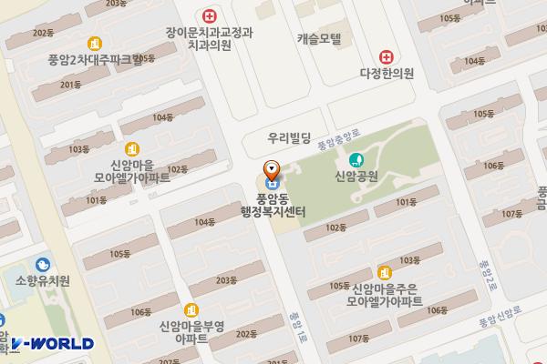 풍암동주민센터 위치 지도 — 전남광주통합특별시 서구 풍암1로27(풍암동)