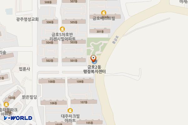 금호2동주민센터 위치 지도 — 전남광주통합특별시 서구 풍금로 135(금호동)