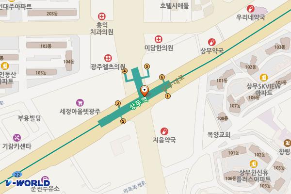 상무역(지하철) 위치 지도 — 전남광주통합특별시 서구 상무대로 777(마륵동)