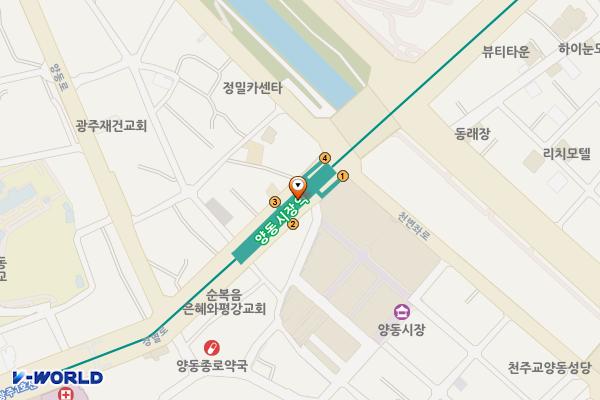 양동시장역(지하철) 위치 지도 — 전남광주통합특별시 서구 경열로 152(양동)