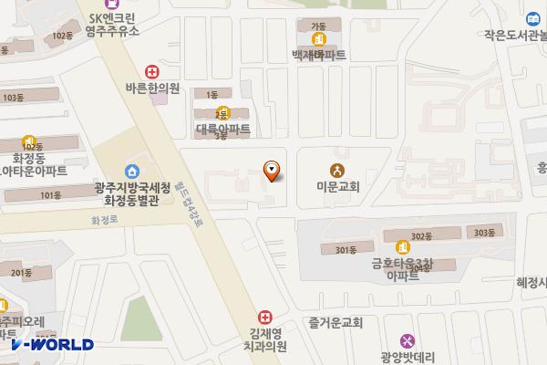 상수도사업본부 서부사업소 위치 지도 — 전남광주통합특별시 서구 화정로 149(화정동)
