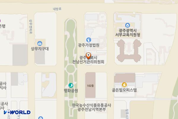 광주광역시선거관리위원회 위치 지도 — 전남광주통합특별시 서구 시청로98(치평동)