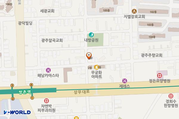 나들가게 내방점 위치 지도 — 전남광주통합특별시 서구 월드컵4강로182번길 21 (내방동)
