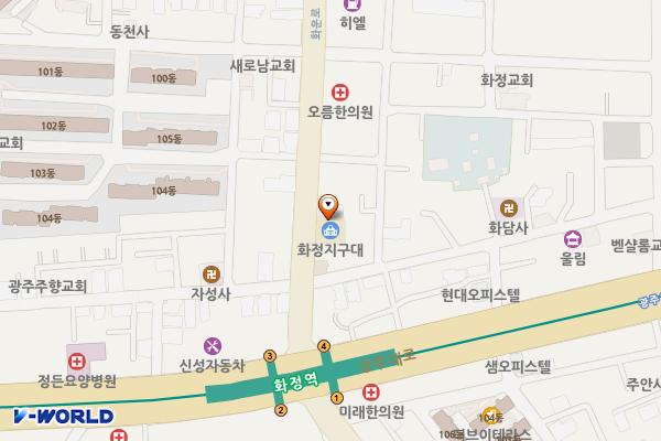 화정지구대 위치 지도 — 전남광주통합특별시 서구 화운로 160(화정동)
