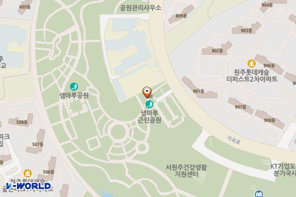기업도시 샘마루근린공원(고향관 앞) 위치 지도 — 강원특별자치도 원주시 지정면 가곡리 1526