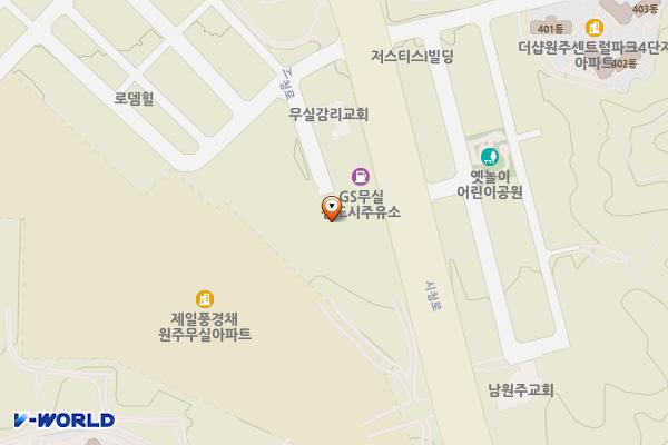 중앙근린공원(2구역) 잔디광장 지하주차장 위치 지도 — 강원특별자치도 원주시 무실동 2031