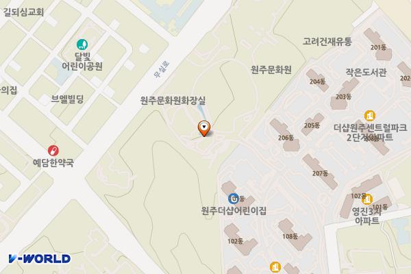 중앙근린공원1구역 주차장(원주문화원) 위치 지도 — 강원특별자치도 원주시 무실동 1914