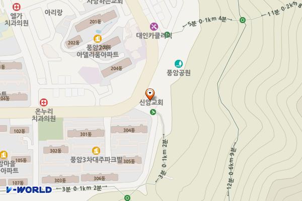 신암교회 위치 지도 — 전남광주통합특별시 서구 풍암금당길 158 교회1층(풍암동)