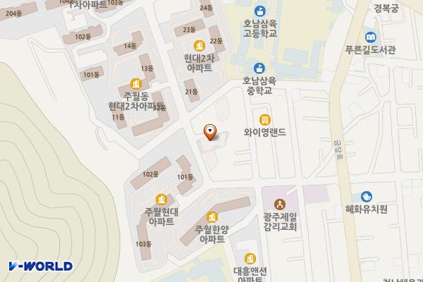 광주도성교회 위치 지도 — 전남광주통합특별시 남구 회재로1186번길 45
