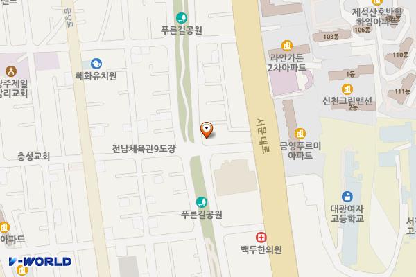 다사랑치킨피자 위치 지도 — 전남광주통합특별시 남구 서문대로749번길 8