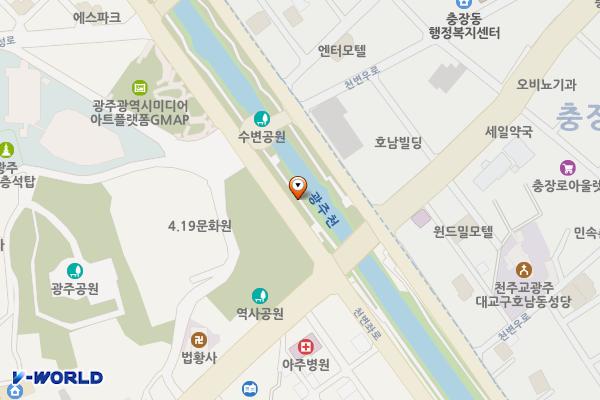 중앙대교 좌안 화장실 위치 지도 — 전남광주통합특별시 남구 구동 76