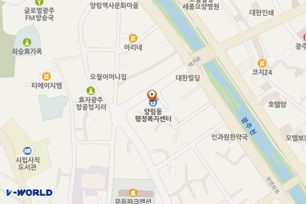 양림동행정복지센터 위치 지도 — 전남광주통합특별시 남구 백서로 94