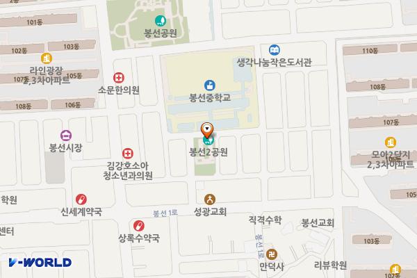 봉선2어린이공원화장실 위치 지도 — 전남광주통합특별시 남구 유안초등북2길 17