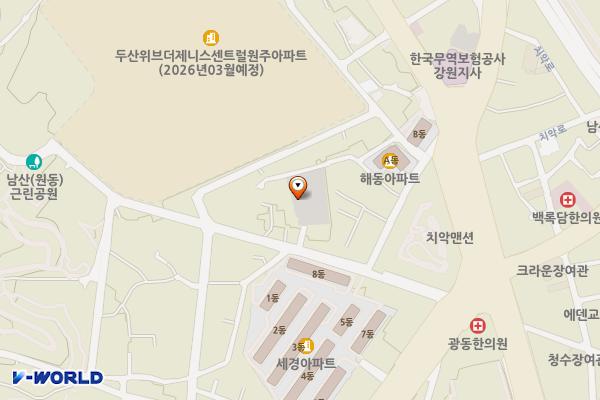 영은이네주차장 위치 지도 — 강원특별자치도 원주시 명륜동 44-2