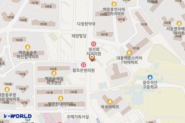 옥주 카센터 위치 지도 — 전남광주통합특별시 남구 백운로 76